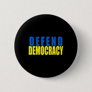 Defend Democracy Ukraine Flag Colors 2 Inch Round Button
