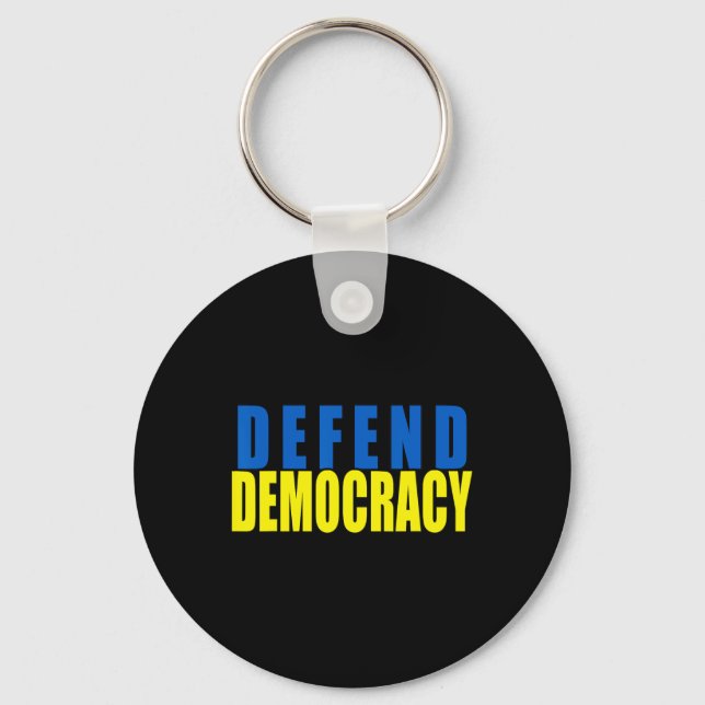 Defend Democracy Ukraine Flag Colors  Keychain (Front)