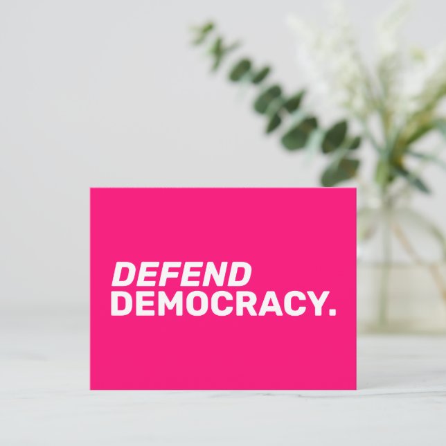 Defend democracy women rights pro choice hot pink postcard (Standing Front)