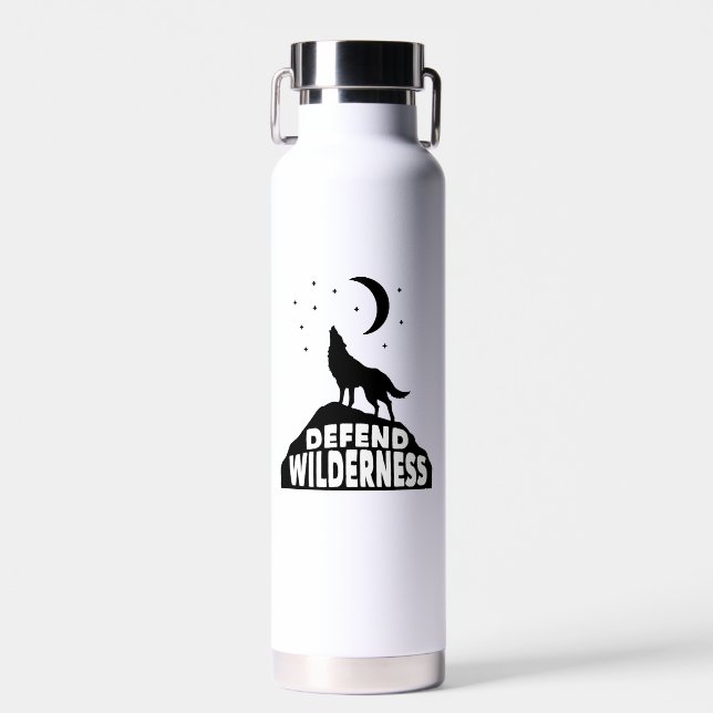 Defend Wilderness Wolf Moon Water Bottle (Front)