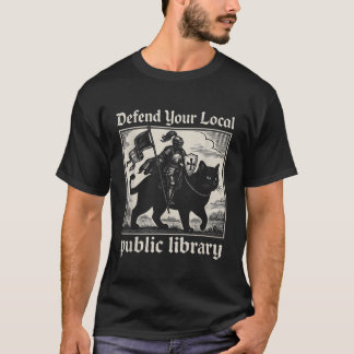 Defend Your Local Public Library Cat Knight T-Shirt