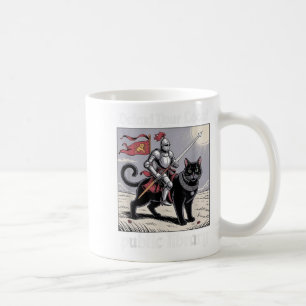 Defend Your Local Public Library Funny Knight Cat  Coffee Mug