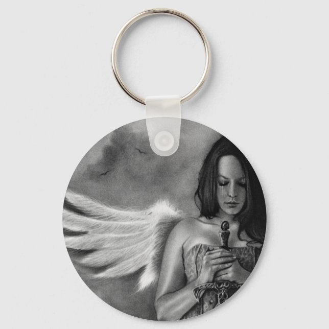 Defender Angel  Girl Sword Keychain (Front)