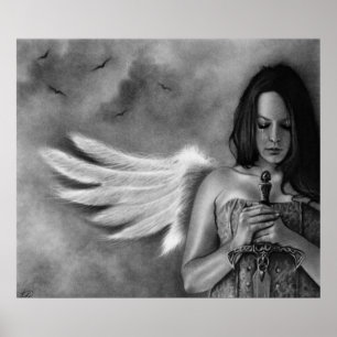 Defender Angel  Girl Sword Poster