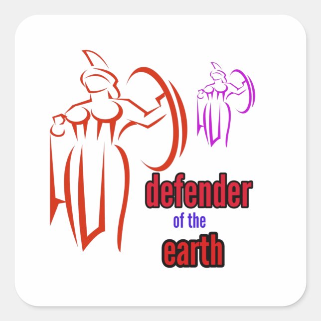 defender of the earth square sticker (Front)