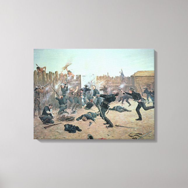 Defending the Fort: Indians attack a U.S. Cavalry Canvas Print (Front)