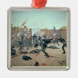 Defending the Fort: Indians attack a U.S. Cavalry Metal Ornament