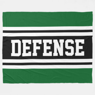 DEFENSE Athletic Green Black White Racing Stripes Fleece Blanket