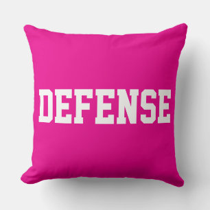 DEFENSE Athletic White Text On Bright Hot Pink Throw Pillow