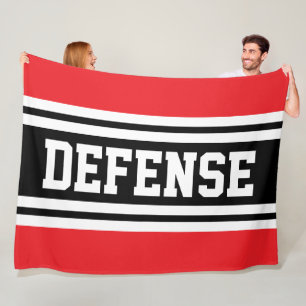 DEFENSE Bright Red Black White Racing Stripes Fleece Blanket