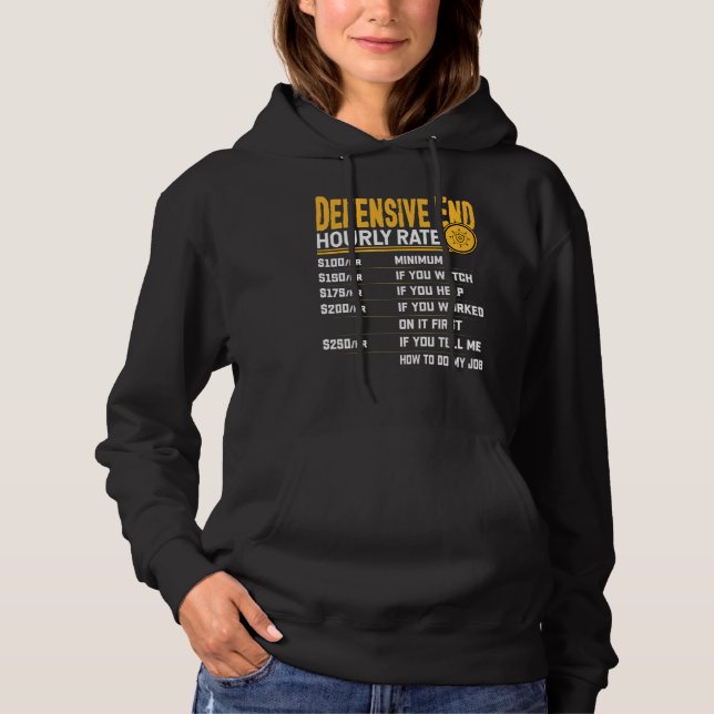 Defensive End Hourly Rate   Defensive End Players Hoodie (Front)