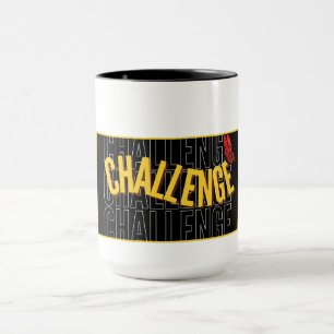 Défi de typographie jaune noir Mug