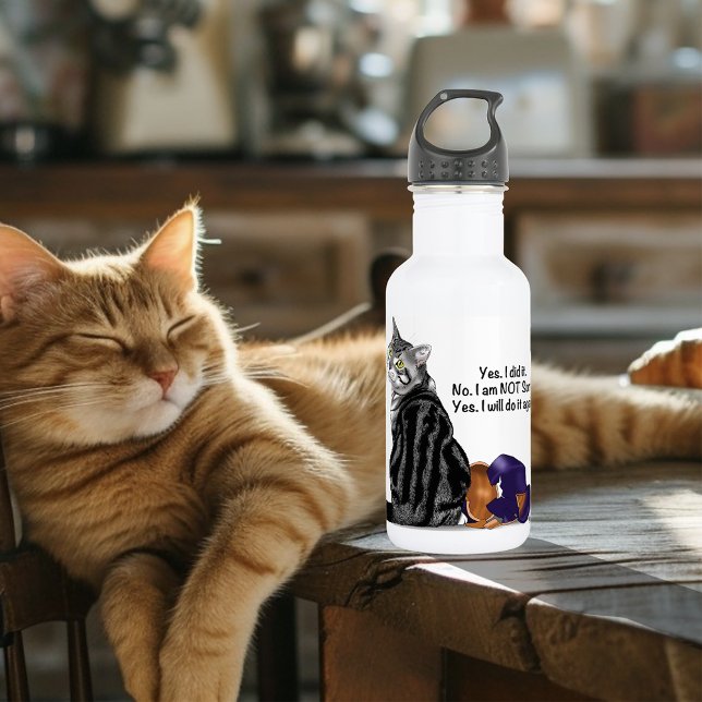 Defiant No Remorse Tabby Cat Funny 532 Ml Water Bottle (Creator Uploaded)