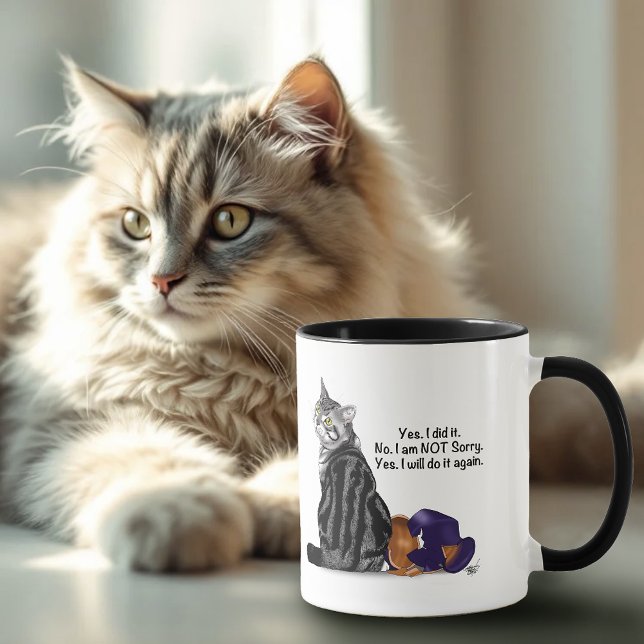 Defiant No Remorse Tabby Cat Funny Mug (Creator Uploaded)