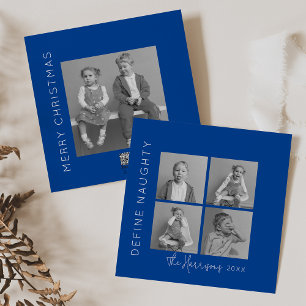 Define Naughty 5 Photo Collage Christmas Holiday Card
