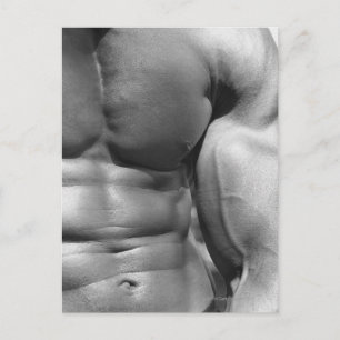 Defined abdomen and bicep postcard