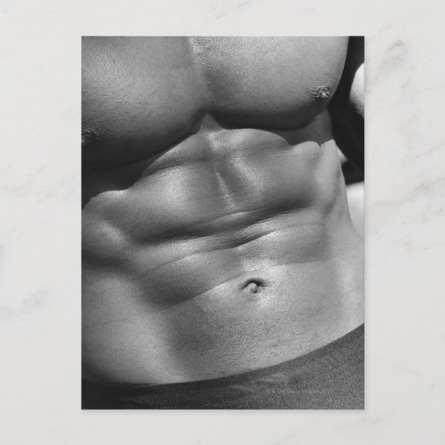 Defined abdomen of bodybuilder postcard (Front)