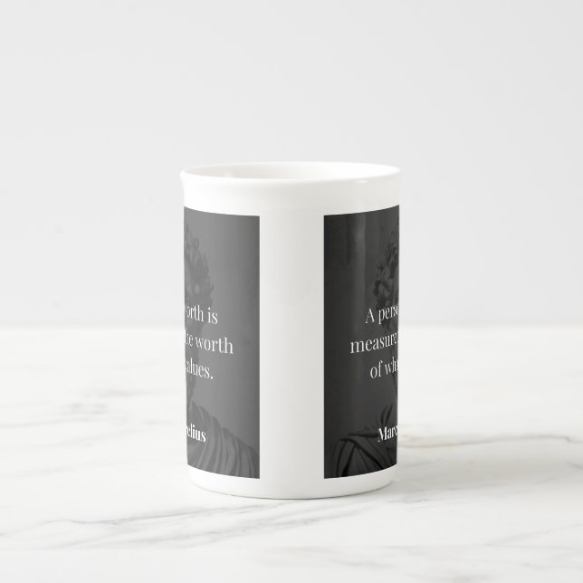 Defining Worth: Marcus Aurelius on Values Bone China Mug (Front)