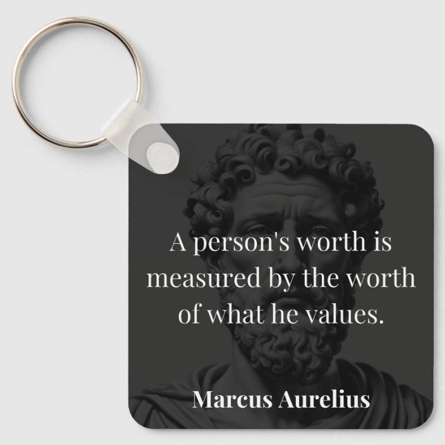 Defining Worth: Marcus Aurelius on Values Keychain (Front)
