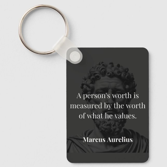 Defining Worth: Marcus Aurelius on Values Keychain (Front)