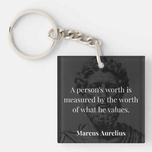 Defining Worth: Marcus Aurelius on Values Keychain (Front)