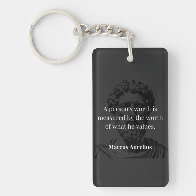 Defining Worth: Marcus Aurelius on Values Keychain (Front)