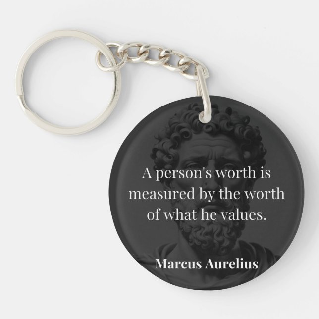 Defining Worth: Marcus Aurelius on Values Keychain (Front)