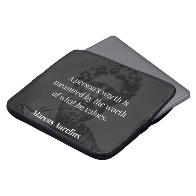 Defining Worth: Marcus Aurelius on Values Laptop Sleeve (Front Top)