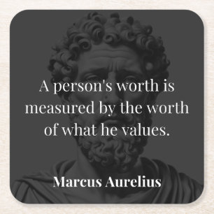 Defining Worth: Marcus Aurelius on Values Square Paper Coaster