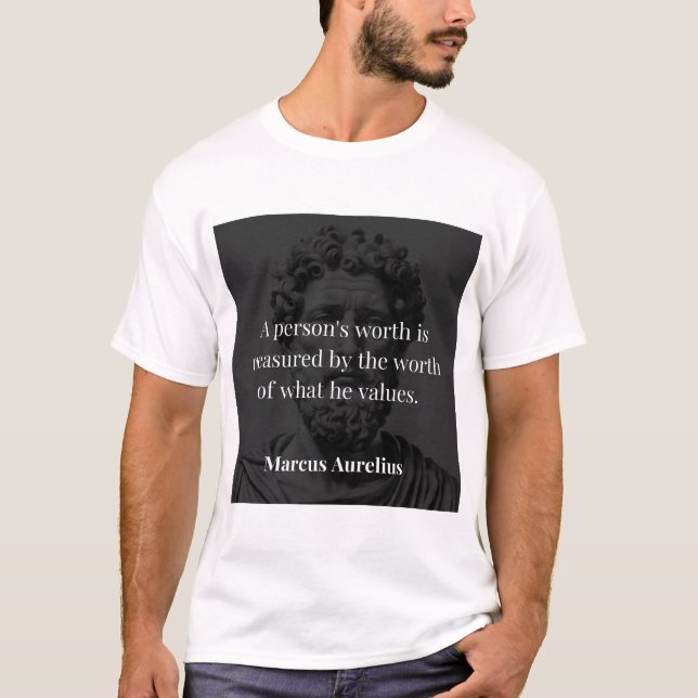 Defining Worth: Marcus Aurelius on Values T-Shirt (Front)