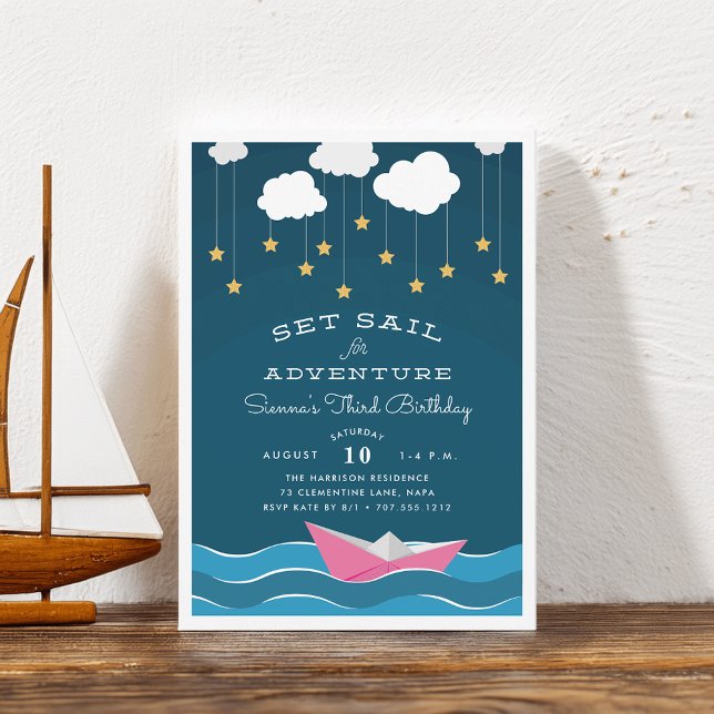 Définir la voile | Invitation du Anniversaire de e (Créateur téléchargé)