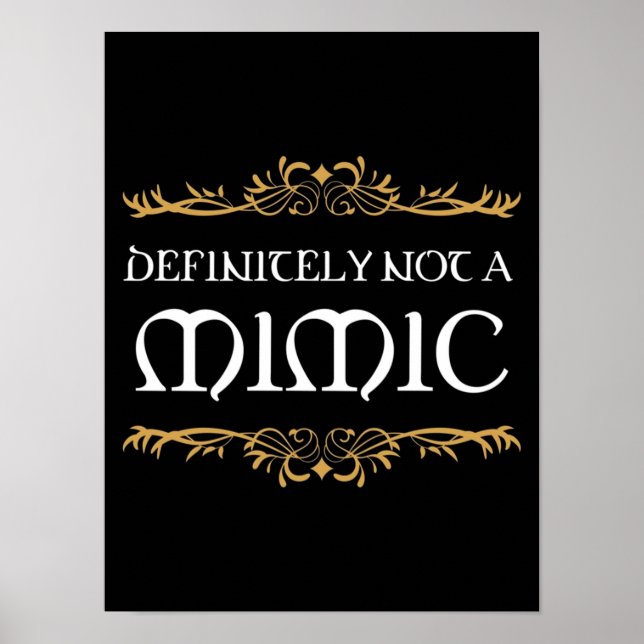 Definitely not a Mimic Tabletop RPG Addict Poster (Front)