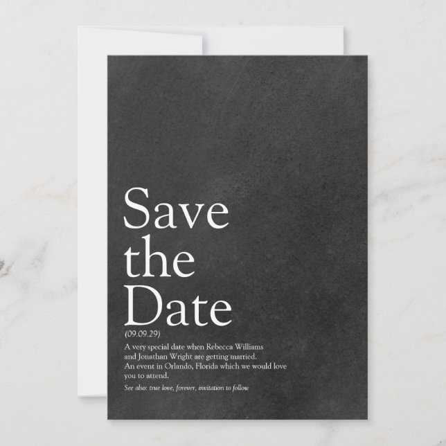Définition de Save the Date sur tableau noir minim (Devant)