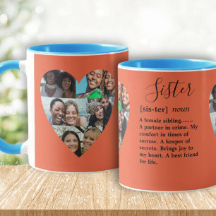 Définition de soeur Collage de coeur photo Mug col