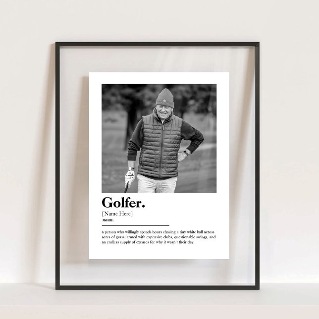 Définition du dictionnaire de golf amusant avec un (Fun Golfer Dictionary Definition with Custom Photo Acrylic Sign)