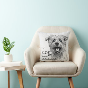 Definition Of A Dog On Whitewashed Wood Throw Pillow