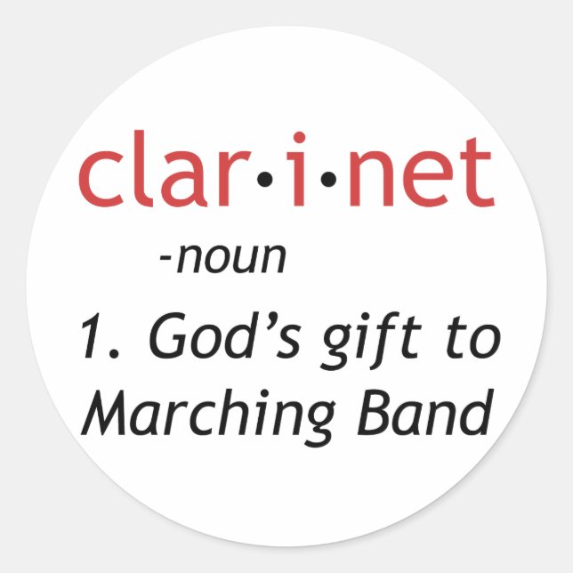 Definition of Clarinet Classic Round Sticker (Front)