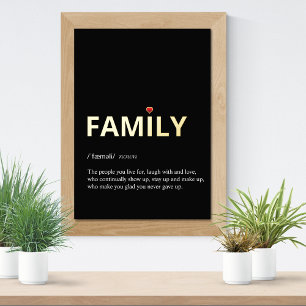 Definition of FAMILY minimal black gold Foil Prints