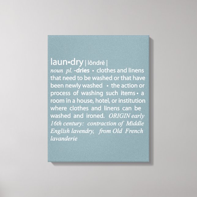 Definition of Laundry Crisp Blue & White Canvas Print (Front)