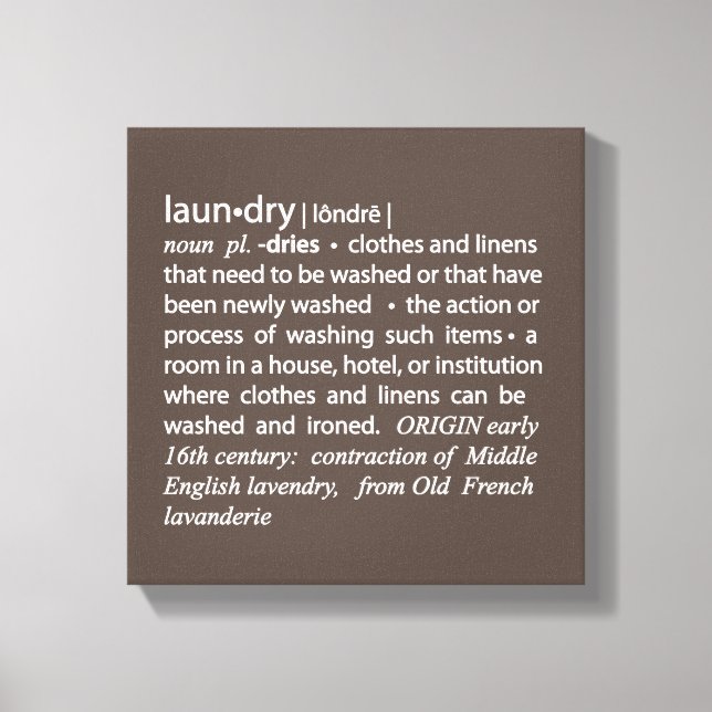 Definition of Laundry Sign in Mocha Brown & White (Front)