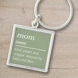 Definition of mom keychain kids modern sage green