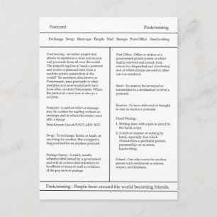 Definition of Postcrossing Postcard, Dictionary Postcard