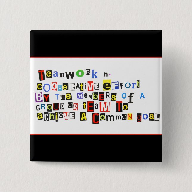 Definition of Teamwork 2 Inch Square Button (Front)