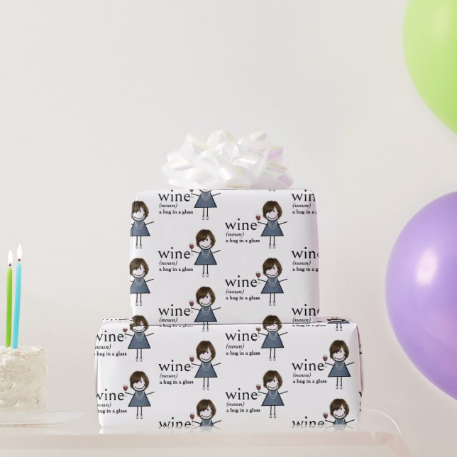 Definition Of Wine With Stick Figure Girl Wrapping Paper (Party Gifts)