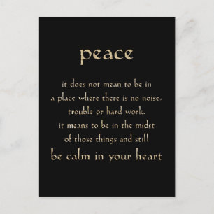 DEFINITION PEACE CALM HEART COMMENTS EXPRESSIONS S POSTCARD