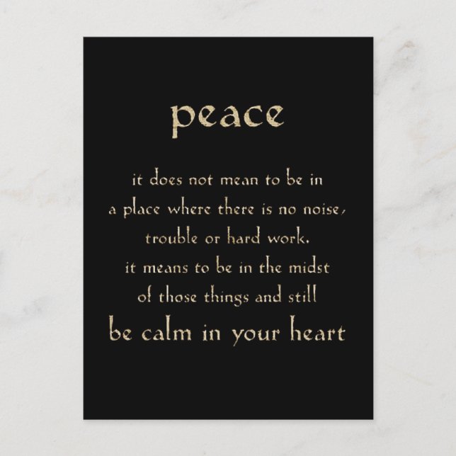 DEFINITION PEACE CALM HEART COMMENTS EXPRESSIONS S POSTCARD (Front)