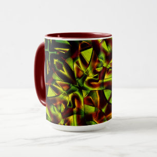Deformed ties of burnt green ribbons mug