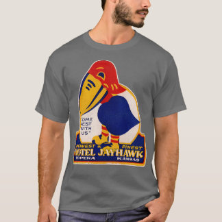 Defunct Hotel Jayhawk Topeka Kansas Luggage Label T-Shirt