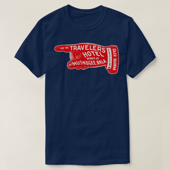 Defunct Travelers Hotel Muskogee Oklahoma Luggage  T-Shirt (Design Front)