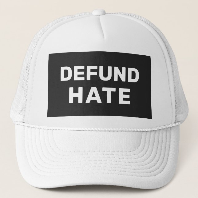 "Defund Hate" black yellow Trucker Hat (Front)